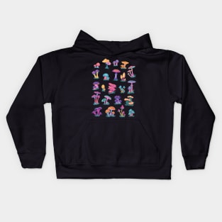 Colorful Vintage Mushroom Chart Kids Hoodie